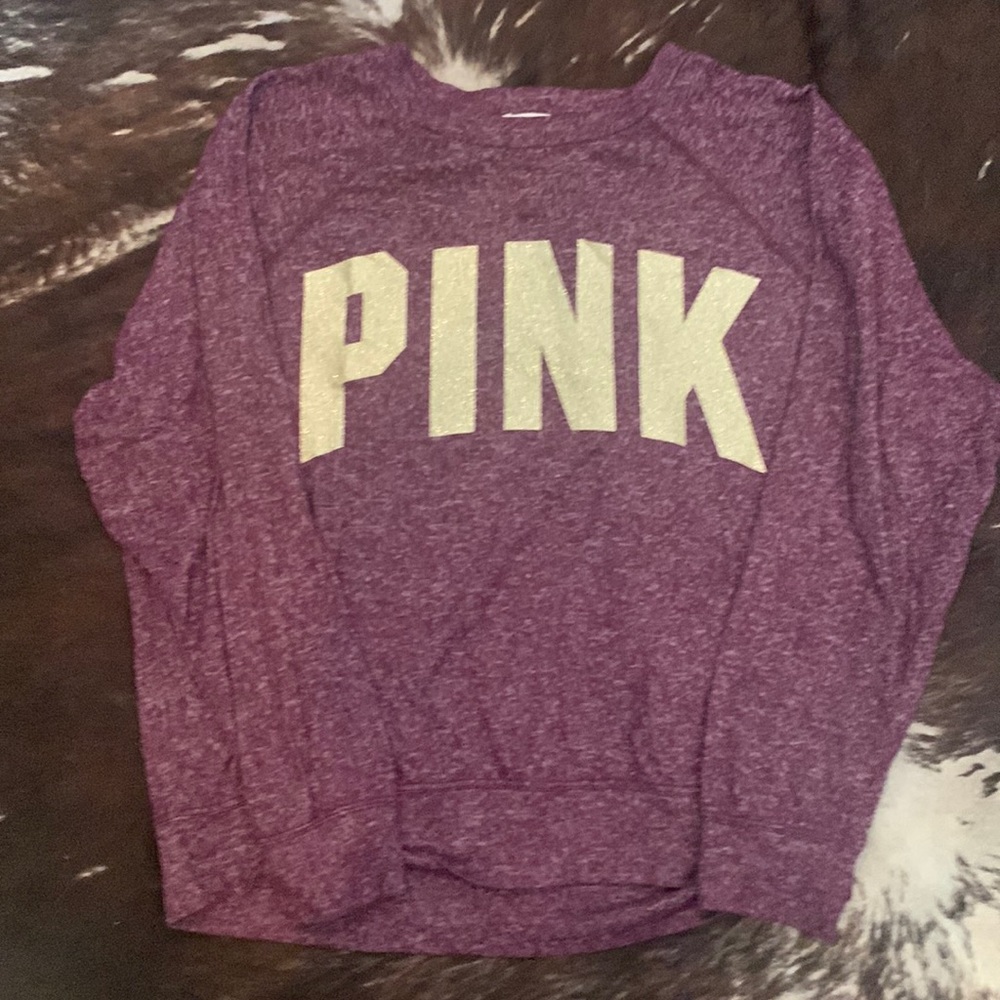 Really cute purple long sleeve PINK brand pajama top with gold lettering!!